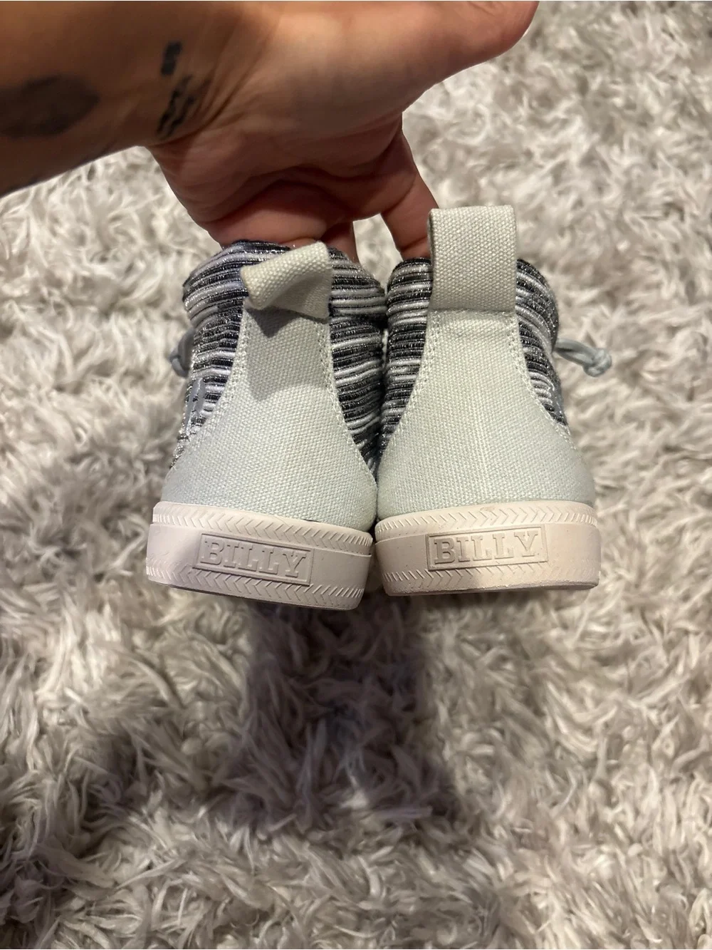 Billy Footwear Toddler Classic High Top Shoes - Grey And Black Stripes Size 12W